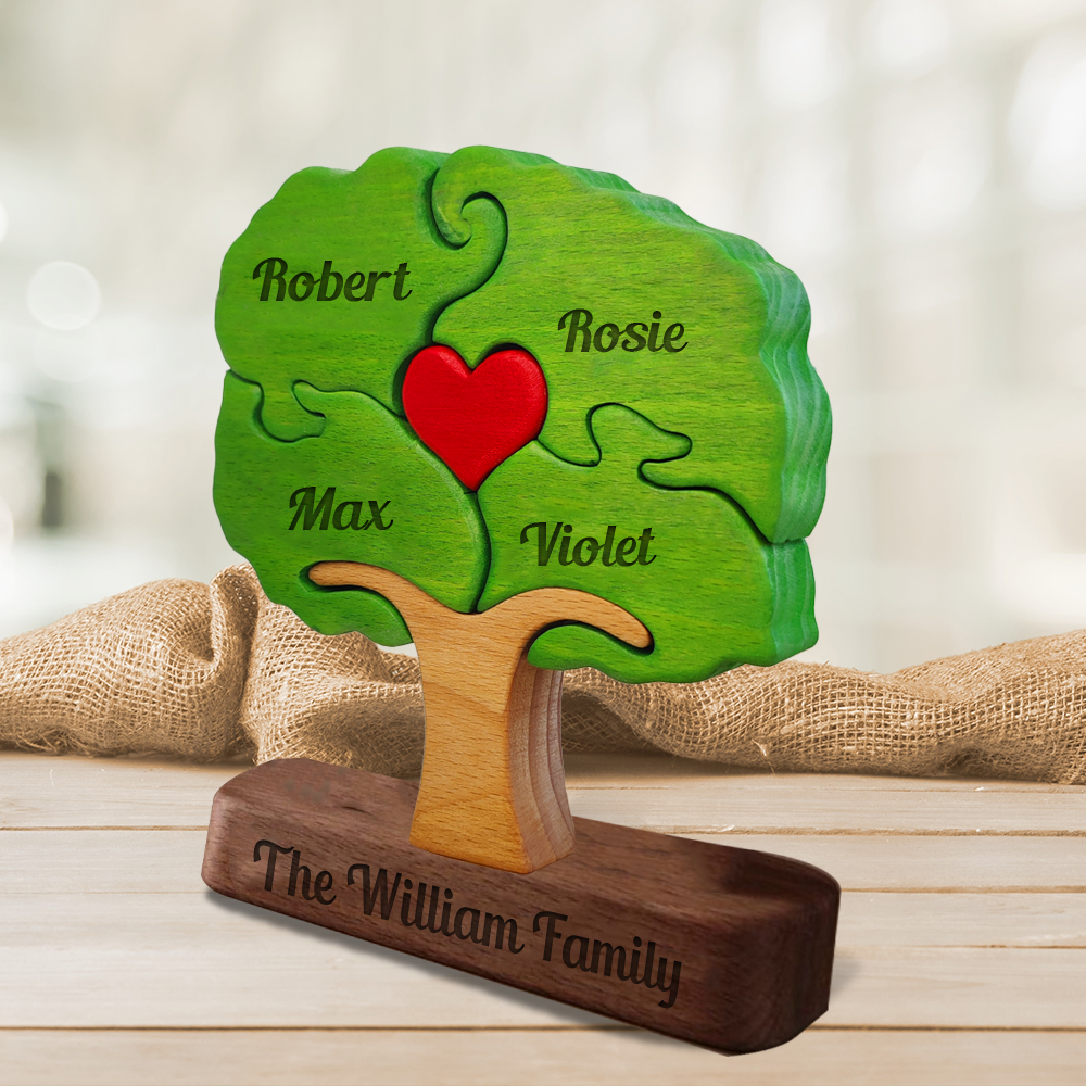 Personalized Life Tree Wooden Family - Puzzle Wooden Family - Wooden Tree Carvings