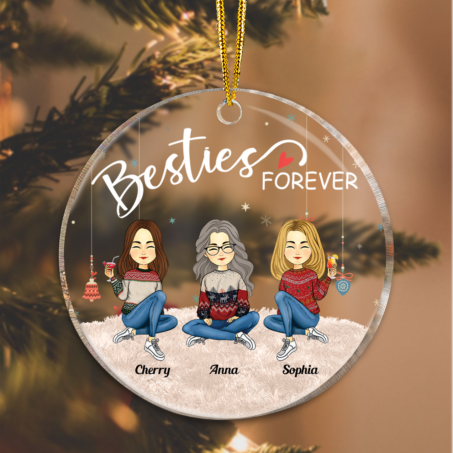 Besties Forever - Personalized Circle Acrylic Ornament