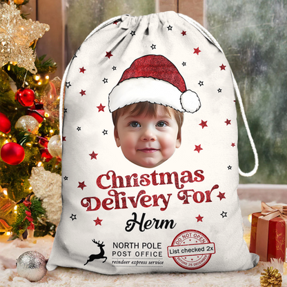 Glitter Special Delivery Christmas Sack - Personalized Santa Sack - Christmas Sack Gift