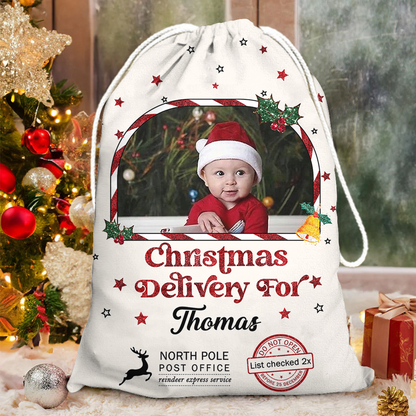 Glitter Special Delivery Christmas Sack - Personalized Santa Sack - Christmas Sack Gift