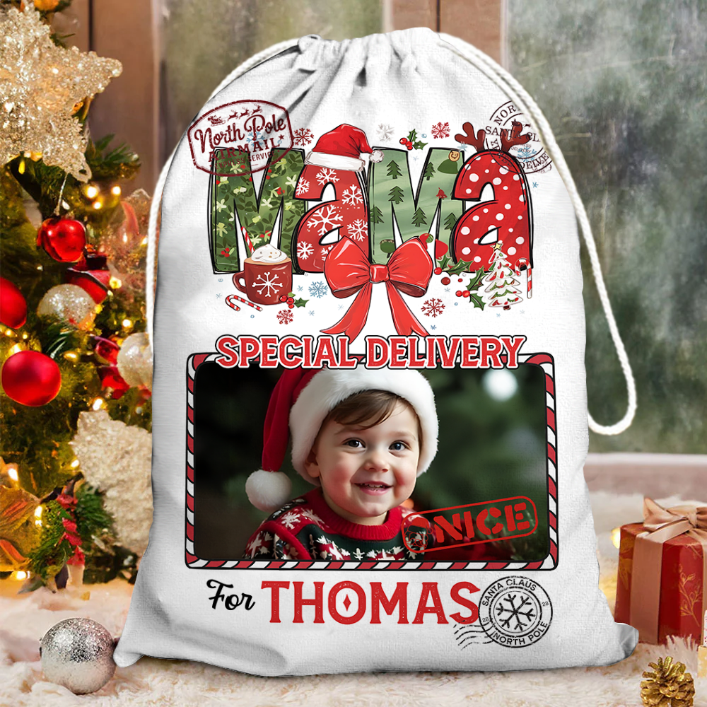 Mama Nana Christmas Special Delivery Bag - Personalized Christmas Present Sack - Christmas Santa Claus Gift