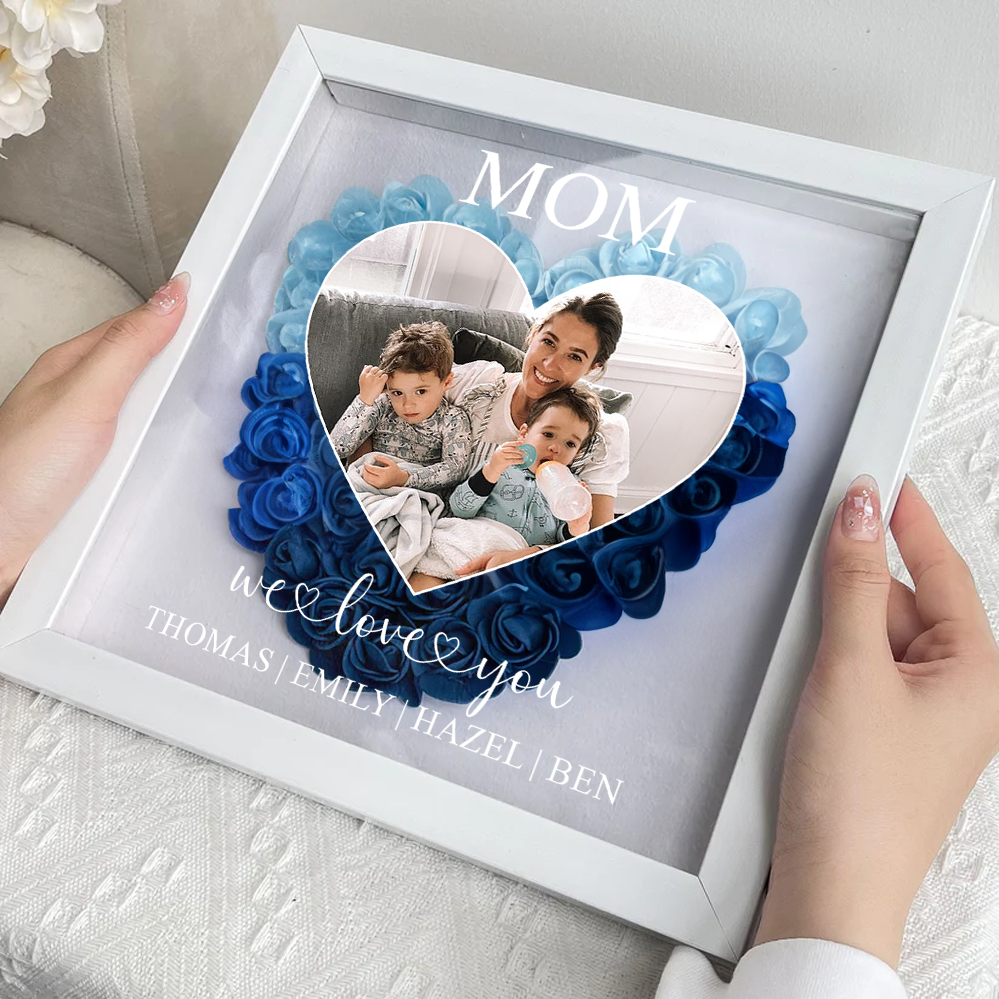 Personalized Flower Shadow Box with Photos - Mom Gift I Love You Every Day