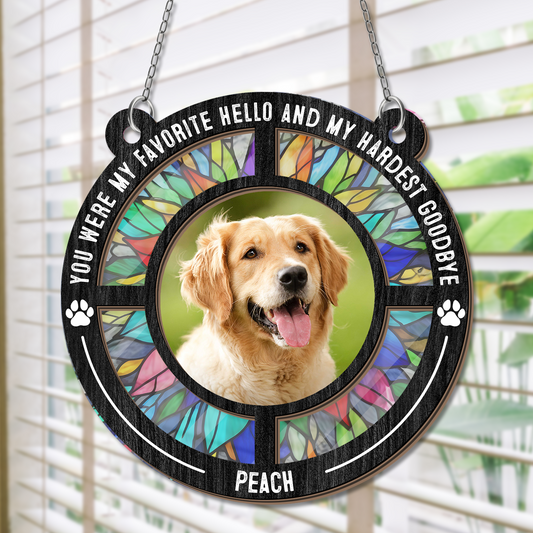 My Favorite Hello and Harderst Goodbye - Memorial Suncatcher - Personalized Window Hanging Suncatcher Ornament