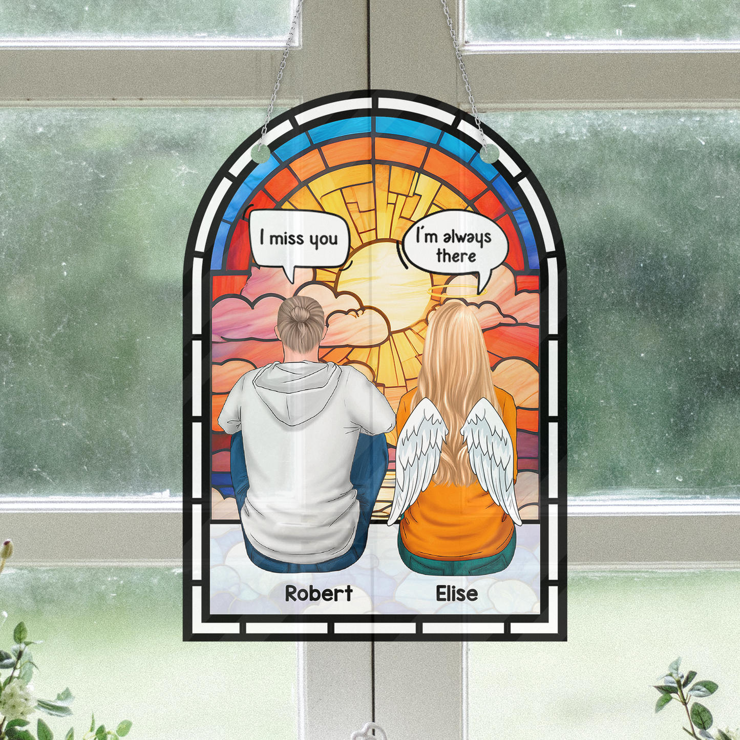 I Miss You Haning Door - Memorial Hanging Door Acrylic - Personalized Custom Shape Window Hanging Acrylic