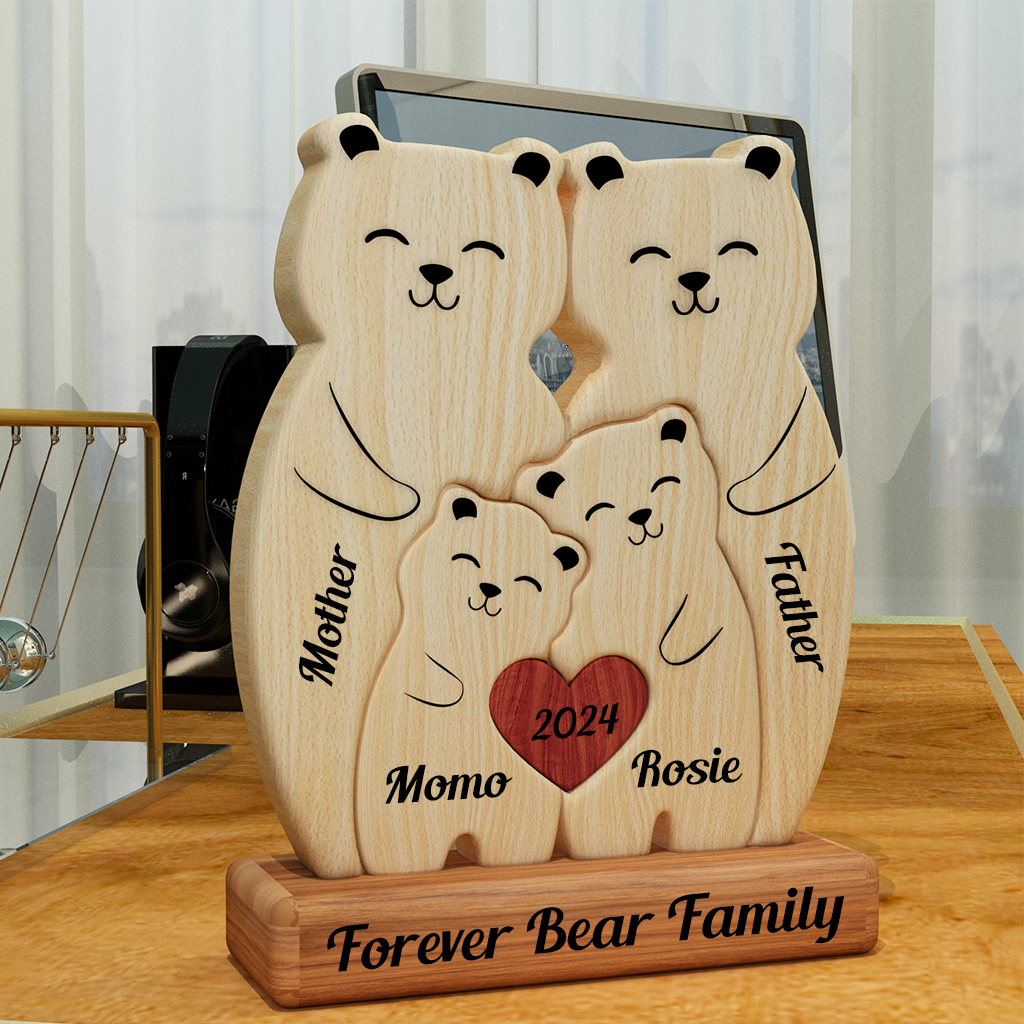 Teddybär Familie Bär aus Holz Bärenfamilie - Puzzle Holzfamilie - Holzschnitzereien für Haustiere