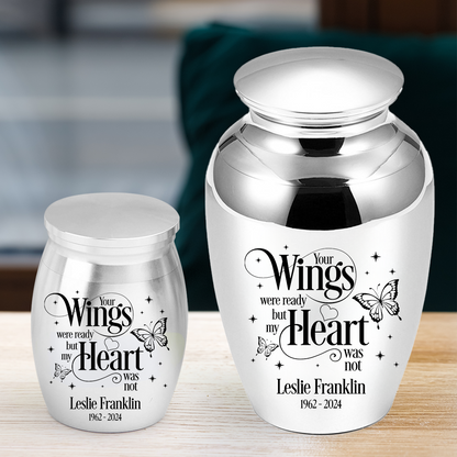 Mini Keepsake Urn for Ashes - Buffterfly Your Wings were Ready, But My Heart was Not