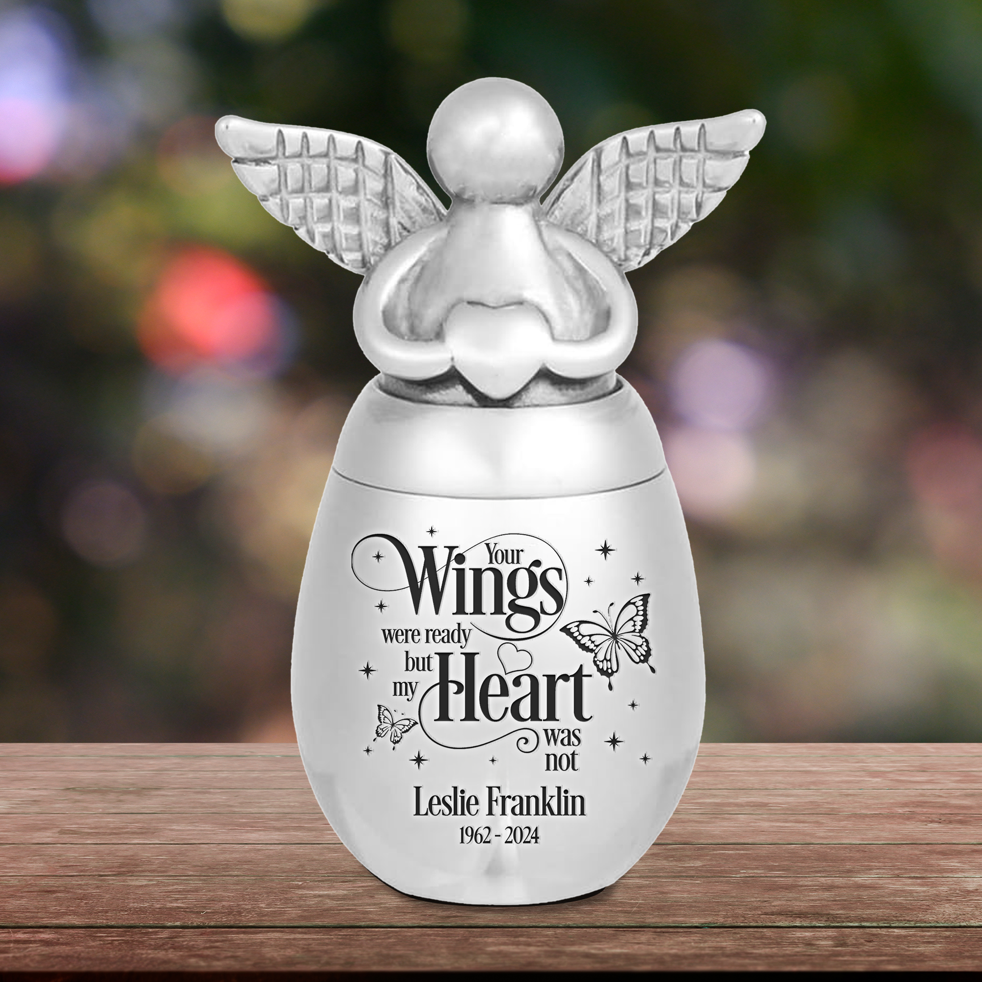 Mini Angel Keepsake Urn for Ashes - Your Wings Were Ready But My Heart Was Not - Memorial Gift