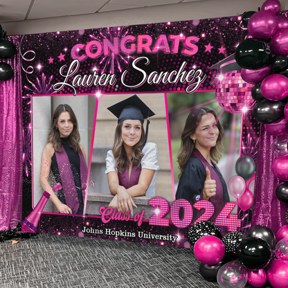 Graduation Backdrop - Class of 2024 Custom Graduation Party Backdrop - Personalized Party Decor