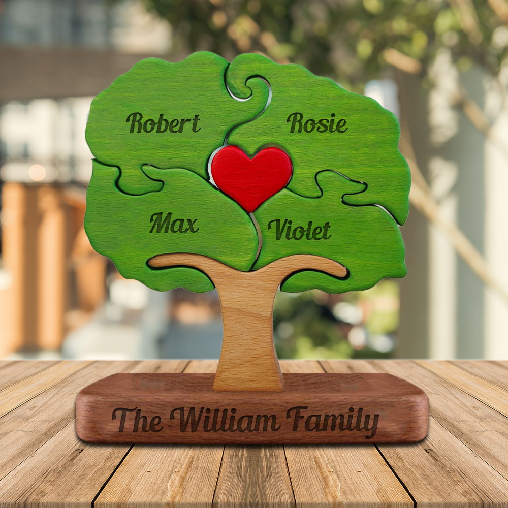 Personalisierter Lebensbaum Holzfamilie - Puzzle Holzfamilie - Holzbaumschnitzereien