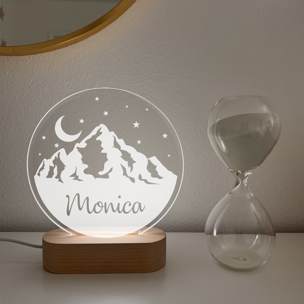 Mountains Custom Name Light, Personalized Bedroom LED Cloud Decor Sign, Night light Daughter Son Boy Girl 3D lamp Gift, Night Light Plaque
