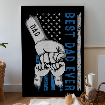 Personalisiertes Fist Bump Family Hand Canvas - Personalisierte Geschenke für Papa - Glückliches Vatertagsgeschenk 2024 - Geschenk für Ehemann