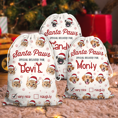 Santa Paws Special Delivery Christmas Bag - Personalise Santa Sack Christmas -Special Delivery Christmas Eve Box