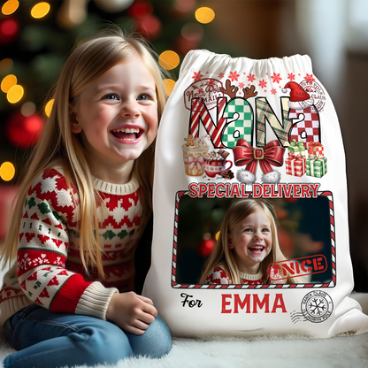 Mama Nana Christmas Special Delivery Bag - Personalized Christmas Present Sack - Christmas Santa Claus Gift