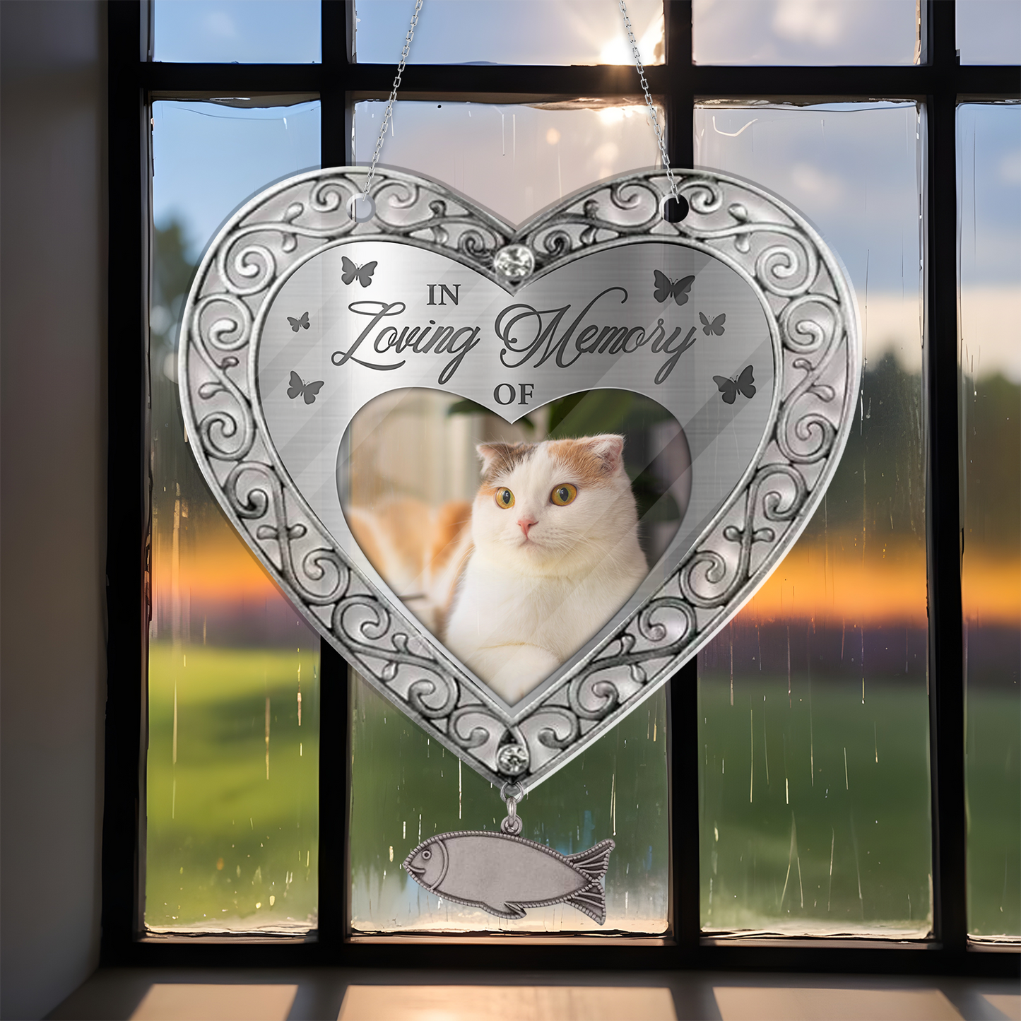 Personalized Cat In Loving Memory Hanging Acrylic Sign - Custom Celebration Of Life Sign For Pet - Hanging Acrylic Sign for Loss of Pet and Remembrance