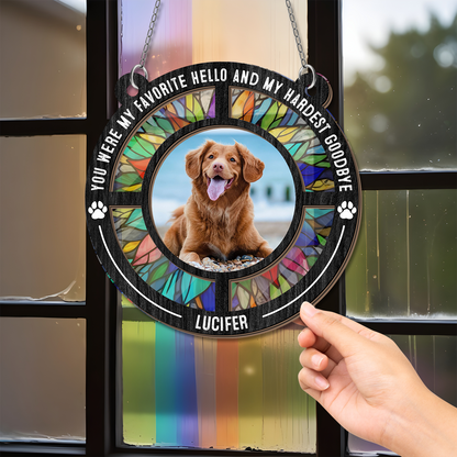 My Favorite Hello and Harderst Goodbye - Memorial Suncatcher - Personalized Window Hanging Suncatcher Ornament