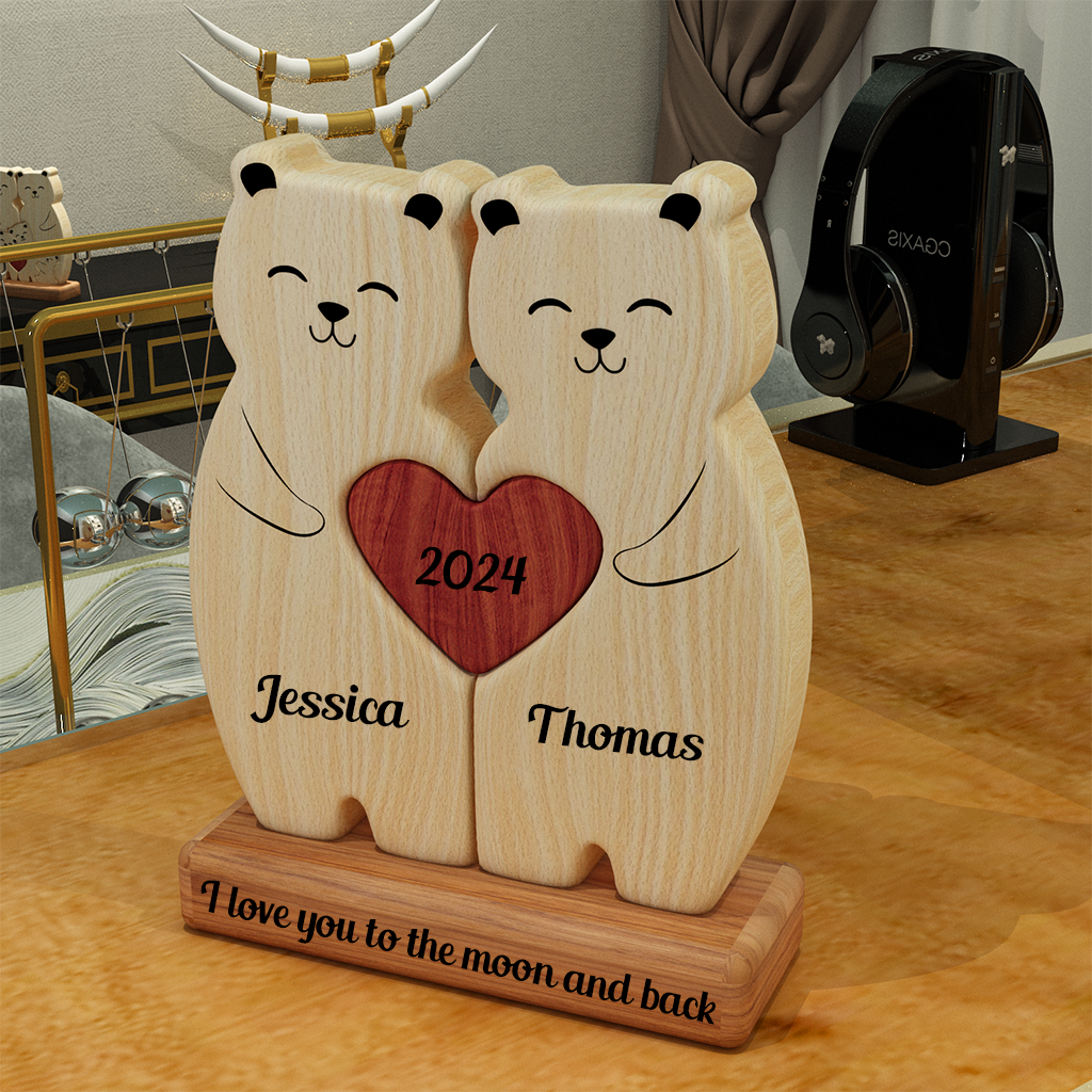 Teddy Family Bear Wooden Bear Family - Puzzle Wooden Family - Wooden Pet Carvings