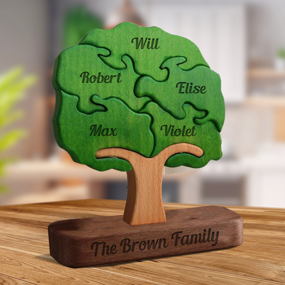 Personalized Life Tree Wooden Family - Puzzle Wooden Family - Wooden Tree Carvings