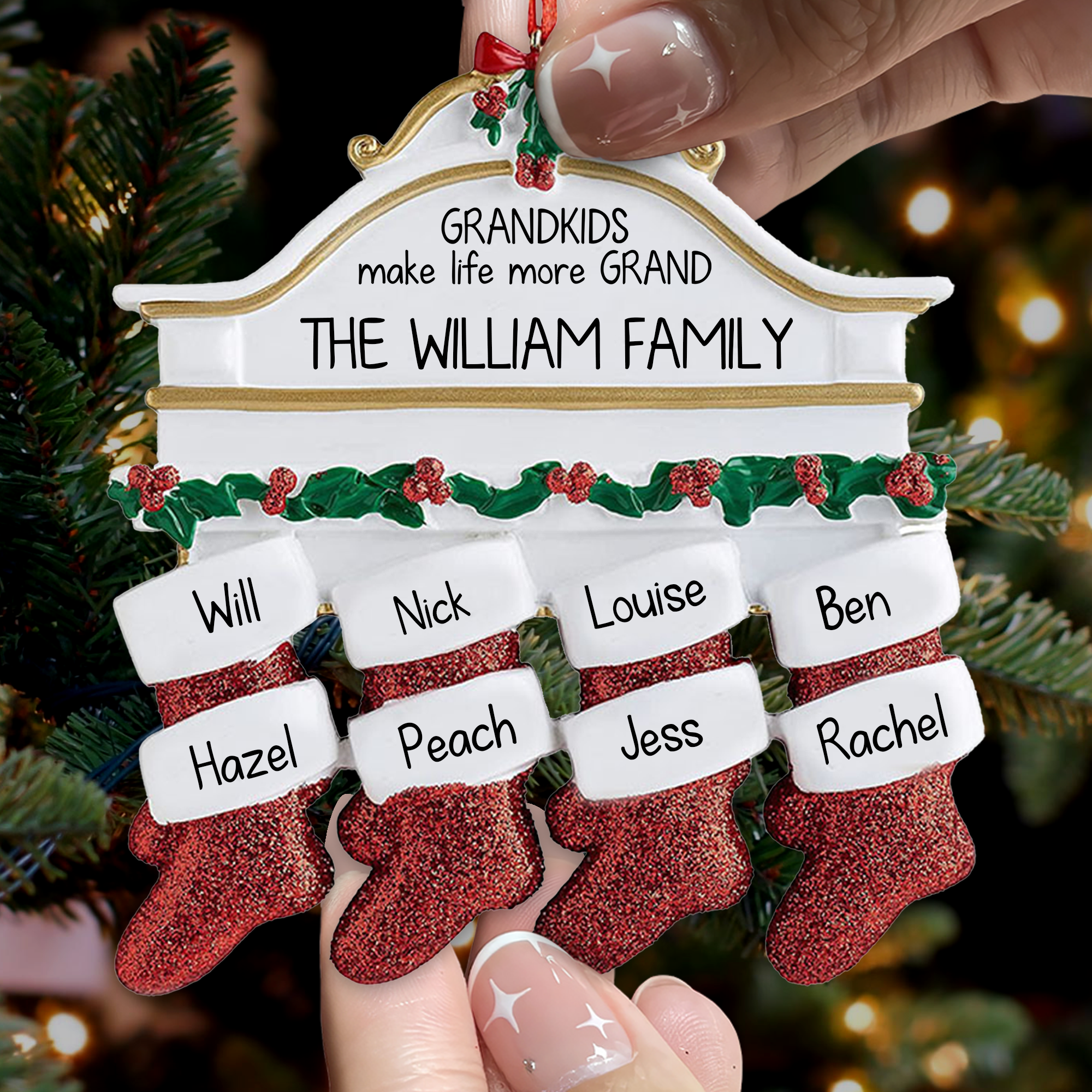 Family Christmas Fireplace Ornament - 2024 Christmas Ornament - Family Ornament