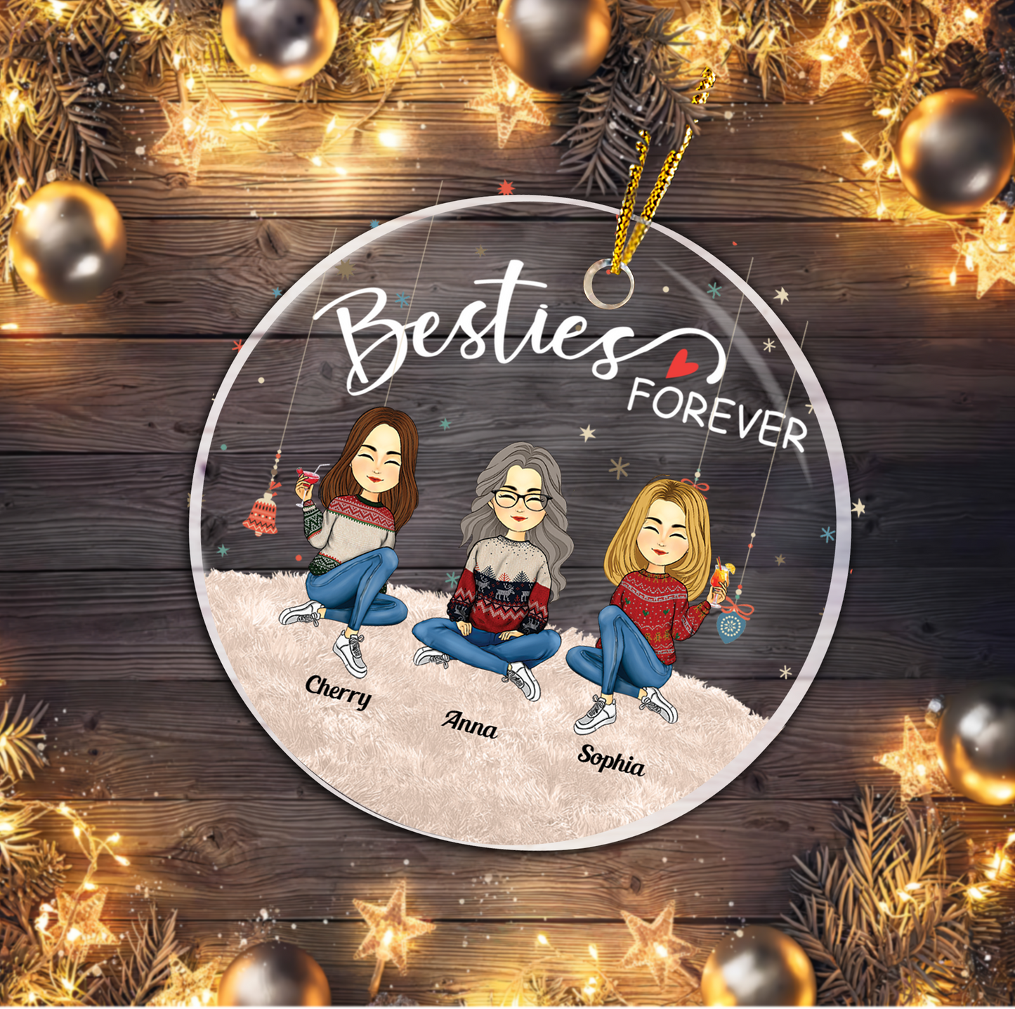 Besties Forever - Personalized Circle Acrylic Ornament