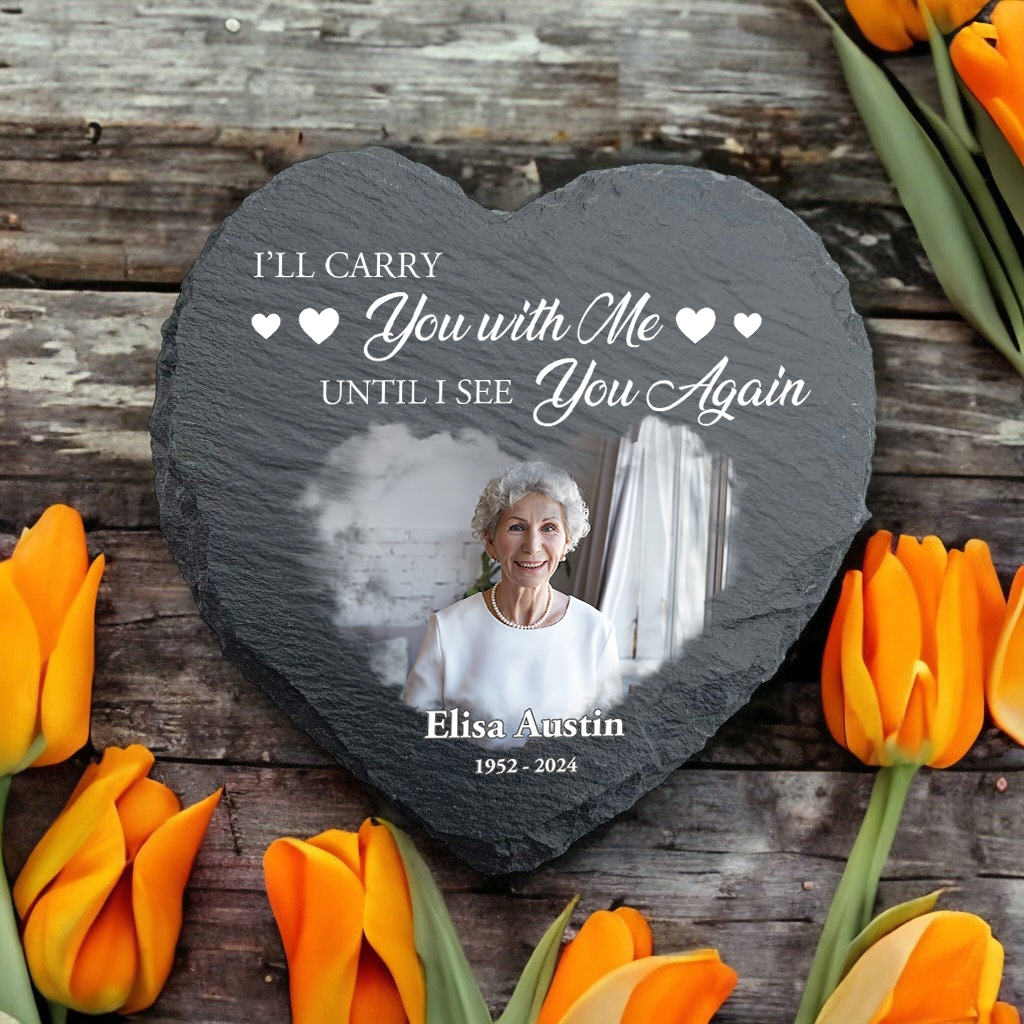 Until I See You Again Memorial Garden Stone - Personalized Heart Memorial Garden - Memorial Gifts for Loss of Loved One