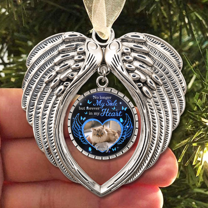 A Piece of My Heart Lives in Heaven - Angel Wings Memorial Ornament - Stainless Steel Ornament