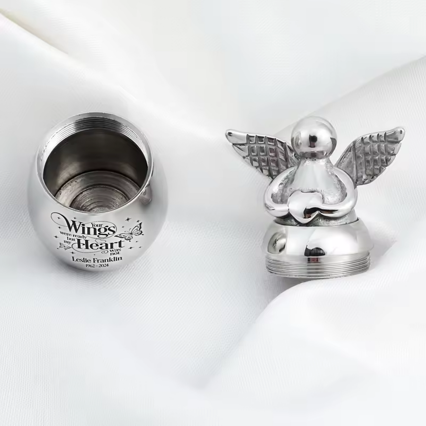 Mini Angel Keepsake Urn for Ashes - Your Wings Were Ready But My Heart Was Not - Memorial Gift