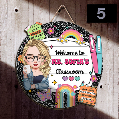 Personalized Composition Notebook Welcome Classroom Door Sign- Back To School Gifts - Classroom Decor