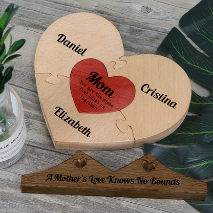 You Are The Piece That Holds Us Together Mom - Heart Wooden Family - Wooden Carvings