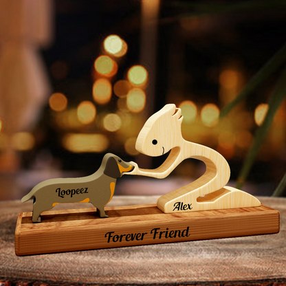 Personalized Dog Breeds Wooden Carvings With Base - Wooden Puzzle With Custom Name - Carved Wood Decor