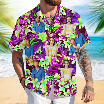 Personalisiertes Blumen-Dschungel-Familien-Benutzerdefiniertes Foto Benutzerdefinierter Name - Personalisiertes Hawaii-Shirt 