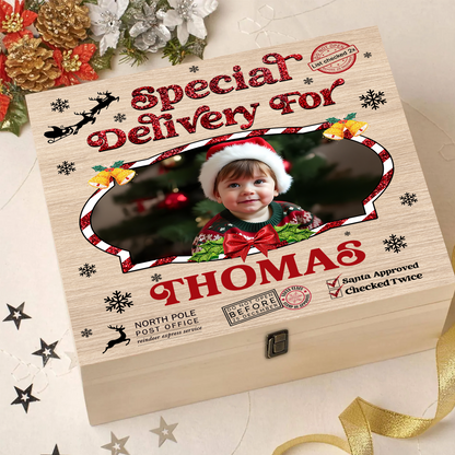 Custom Photo Special Delivery For - Personalized Christmas Eve Box, Traditional Gifts for Children