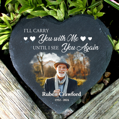 Until I See You Again Memorial Garden Stone - Personalized Heart Memorial Garden - Memorial Gifts for Loss of Loved One