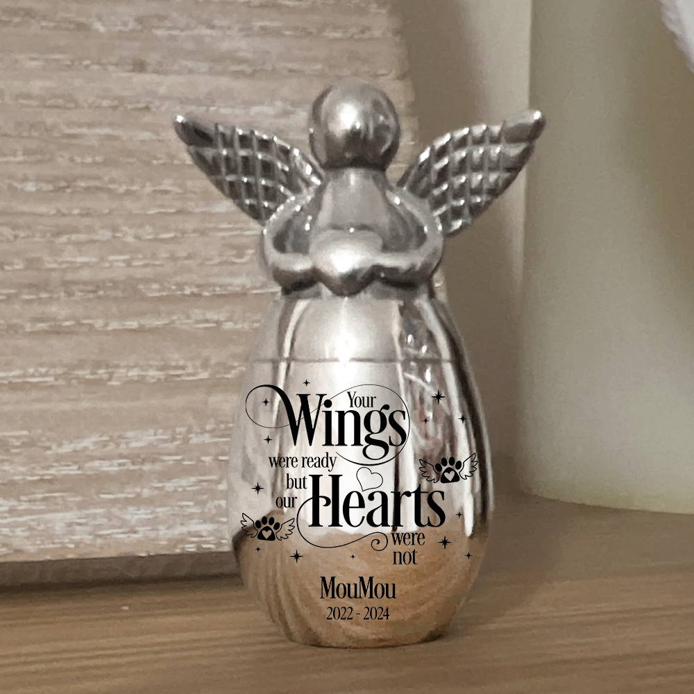 Mini Angel Keepsake Urn for Ashes - Your Wings Were Ready But My Heart Was Not - Memorial Gift