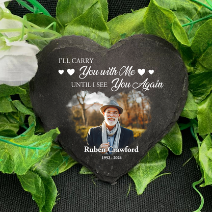 Until I See You Again Memorial Garden Stone - Personalized Heart Memorial Garden - Memorial Gifts for Loss of Loved One