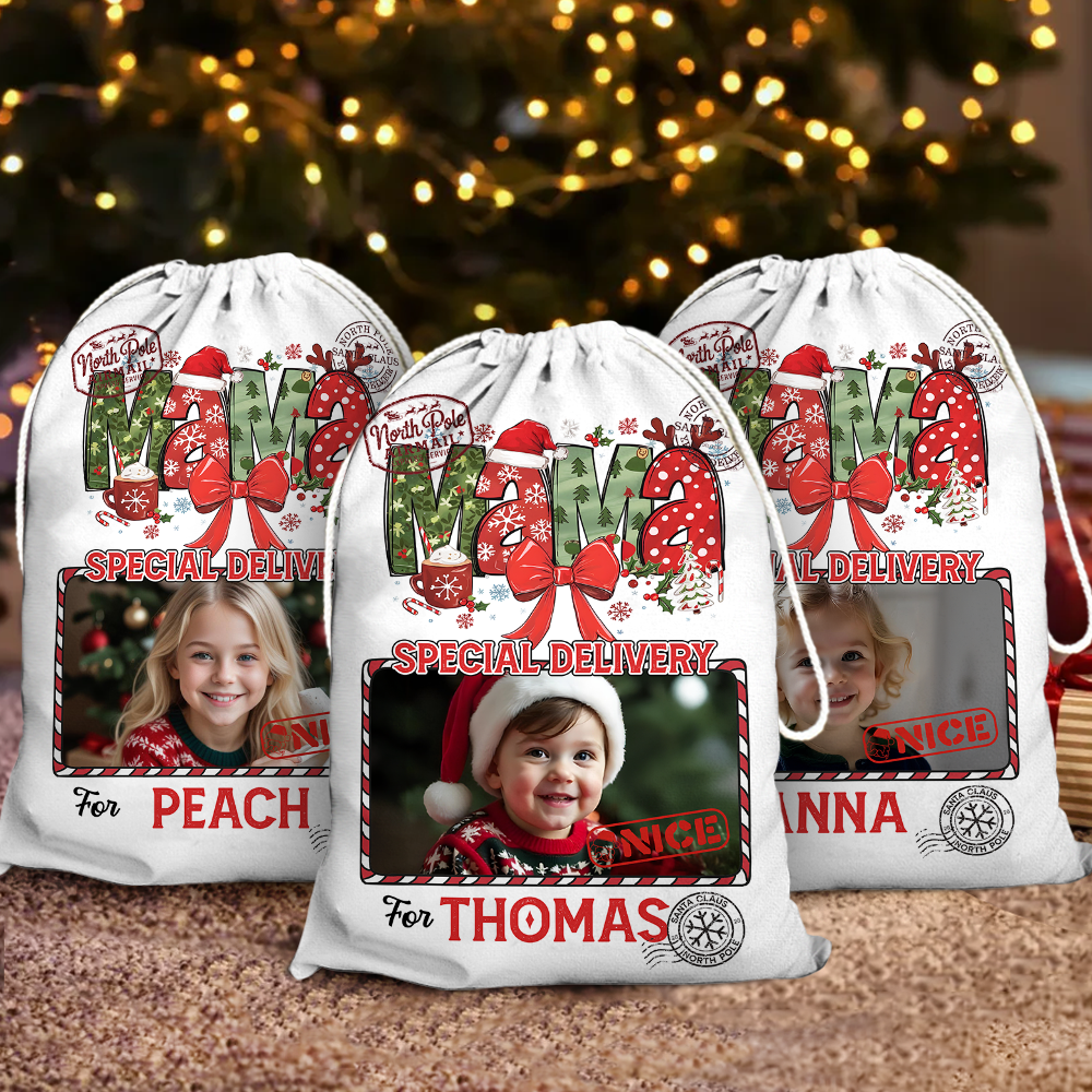 Mama Nana Christmas Special Delivery Bag - Personalized Christmas Present Sack - Christmas Santa Claus Gift