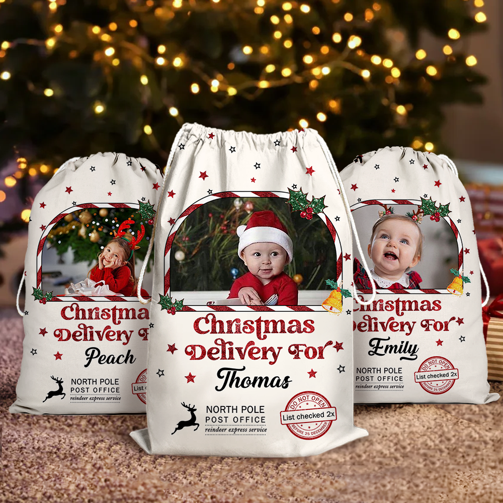 Glitter Special Delivery Christmas Sack - Personalized Santa Sack - Christmas Sack Gift