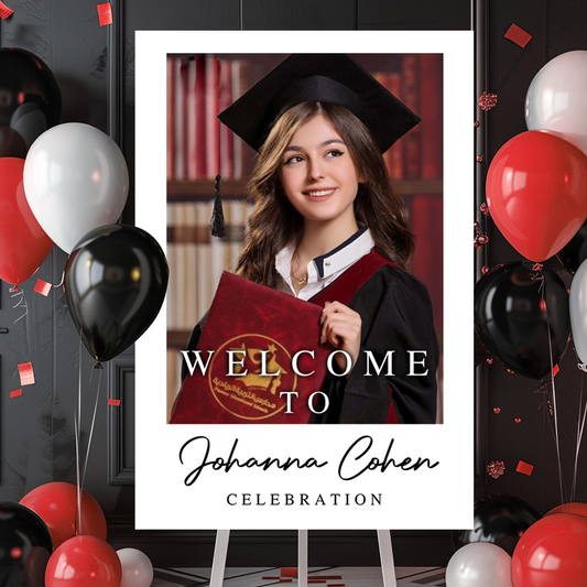 Graduation Party Welcome Sign Custom Photo Grad Party Sign Personalized Graduation Decoration High School Graduation College Graduation Sign