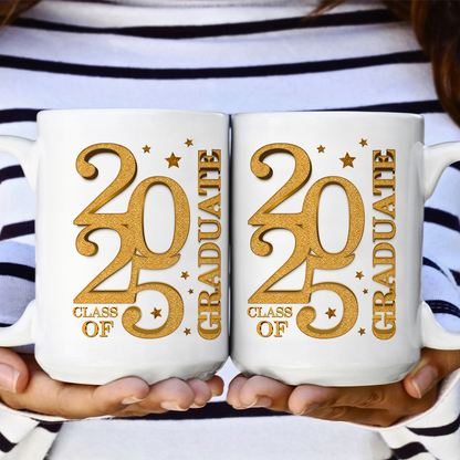 2025 Graduate Trendy Glitter Graduation Coffee Mug - Personalized Custom Mug