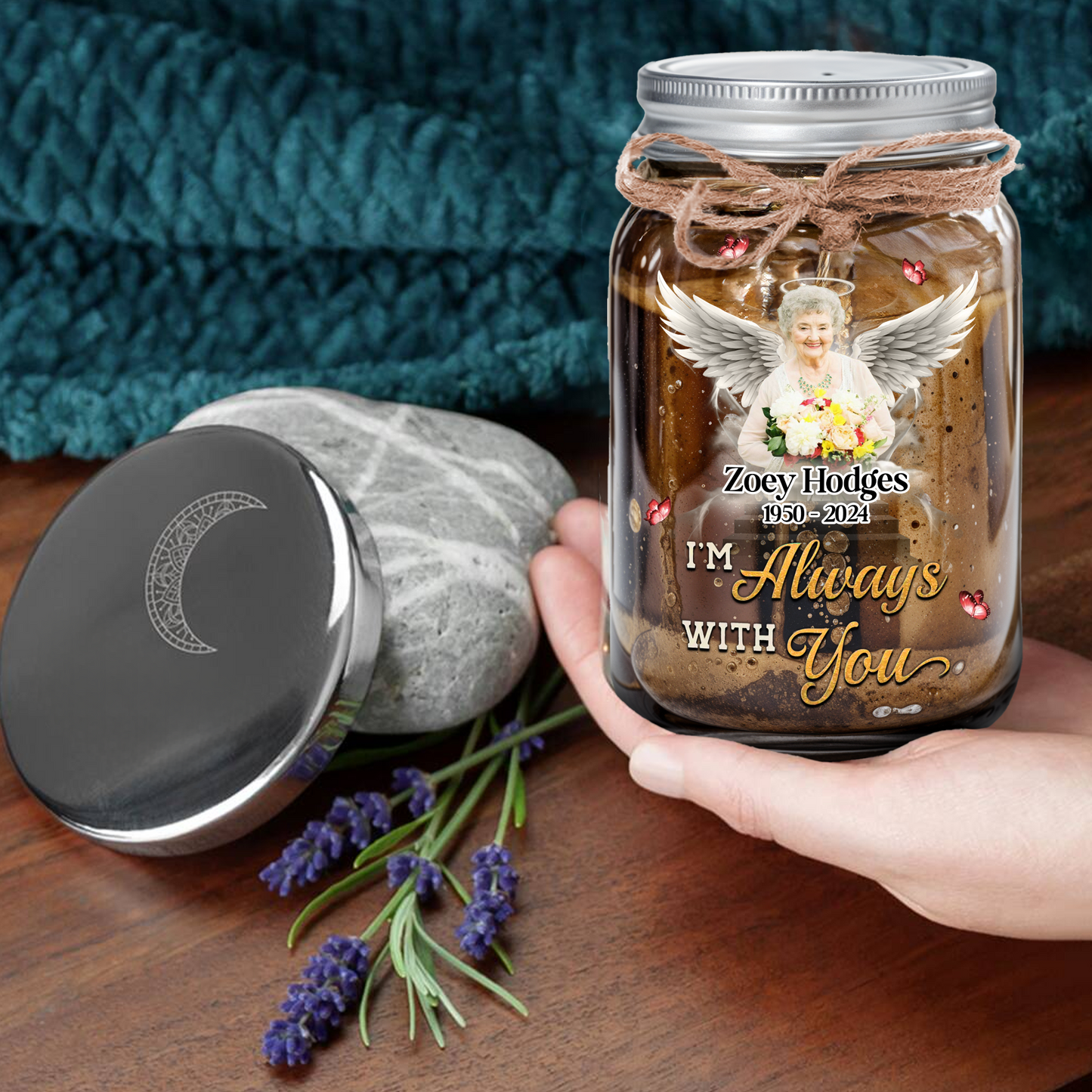 Your Wings Were Ready But My Heart Was Not Memorial Jar Light - Personalized Mason Jar Light