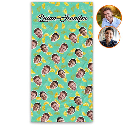 Personalized Face Rose Lemonade Beach Towel - Summer Vacation 2023