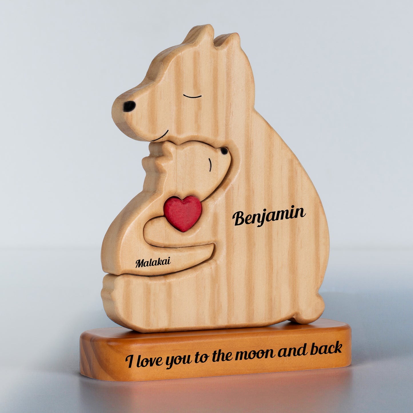 Full Size Personalized Wooden Bears Family - Puzzle Wooden Bears Family - Wooden Pet Carvings