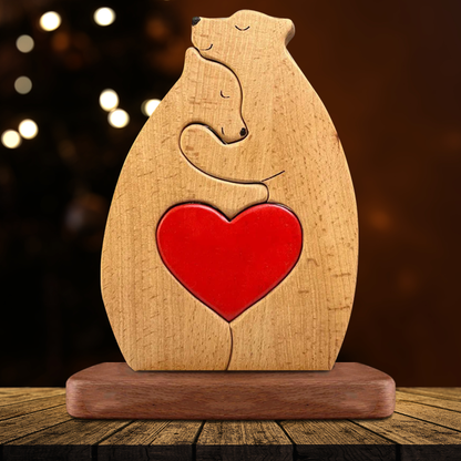 Non Custom Wooden Bears Family - Puzzle Wooden Bears Family - Wooden Pet Carvings