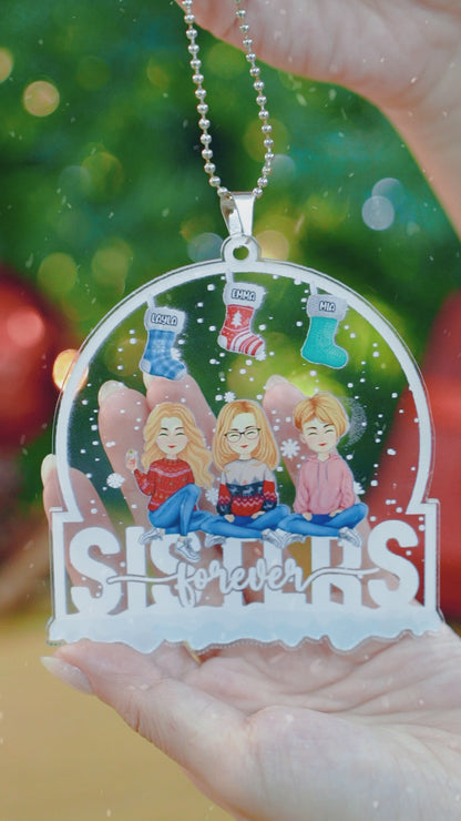 Family Stocking Snowball Together Forever - Personalized Custom Shape Acrylic Ornament