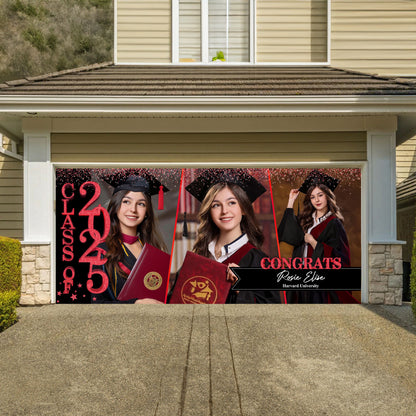 Door Banner and Garage Banner GIitter Styles 2025 Congratulations Class Of 2025 Ver 2- Graduation Garage Door Decorations, Single Garage, Garage Door Banner Covers - Garage Door Banner Decorations