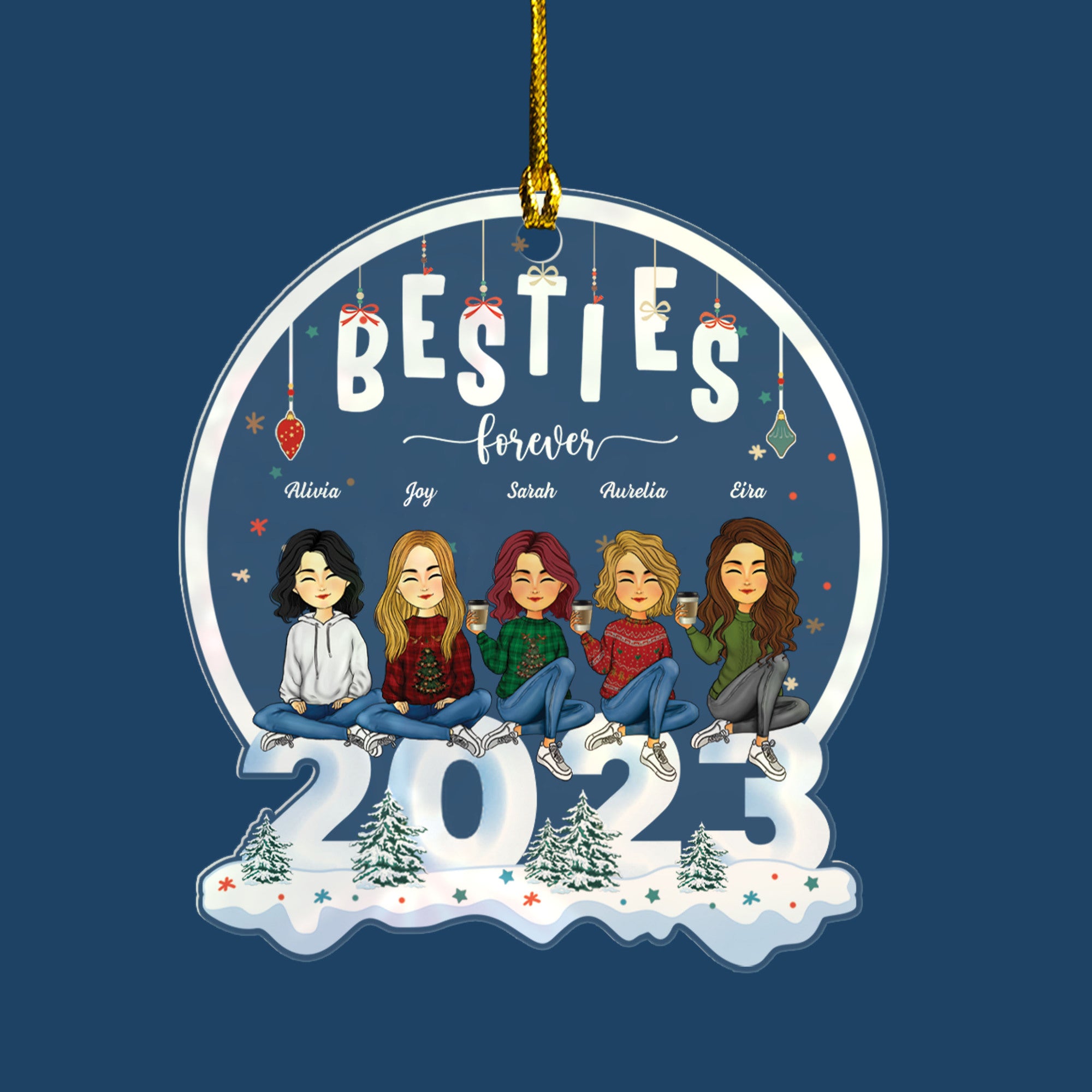 Besties Forever - Christmas Gift - Gift For BFF, Best Friends - Personalized Custom Shape Acrylic Ornament