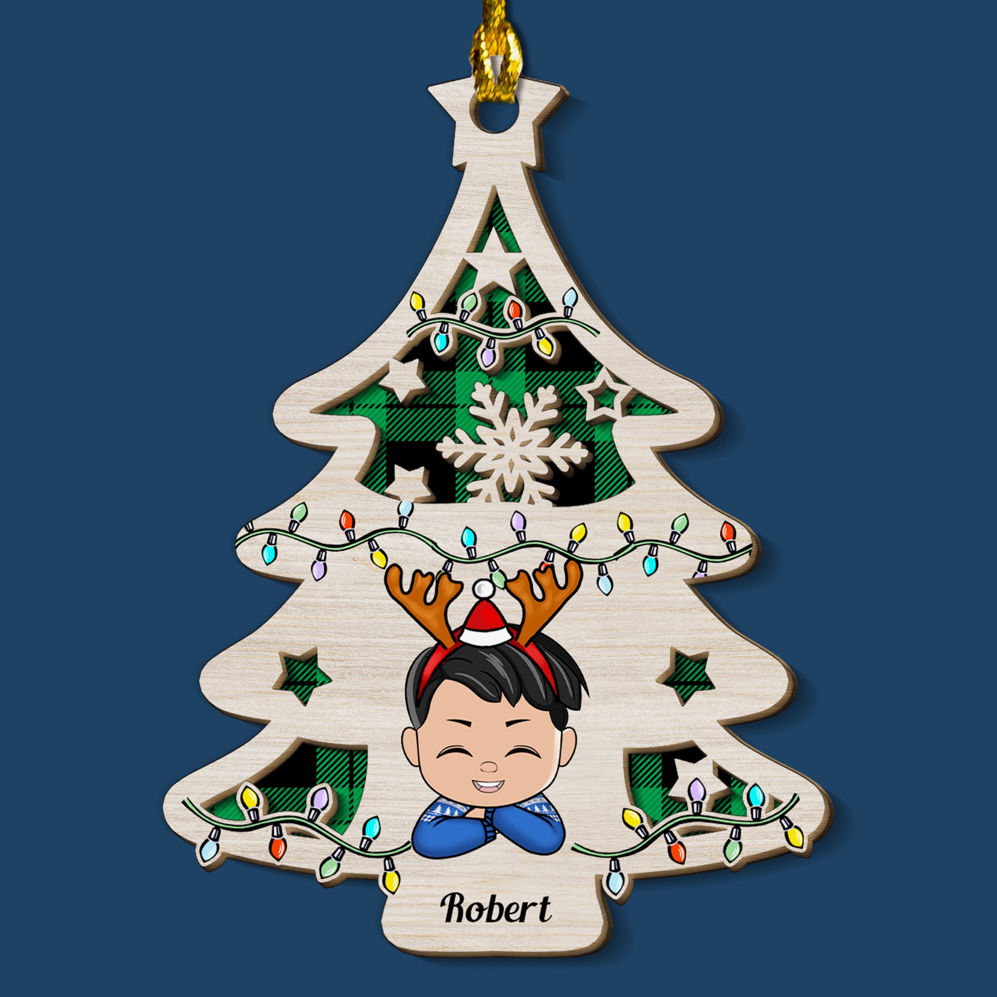 Christmas Tree 2023 Kids Christmas Ornament - Custom Shape Wood Ornament - 2 Layered Wood Ornament