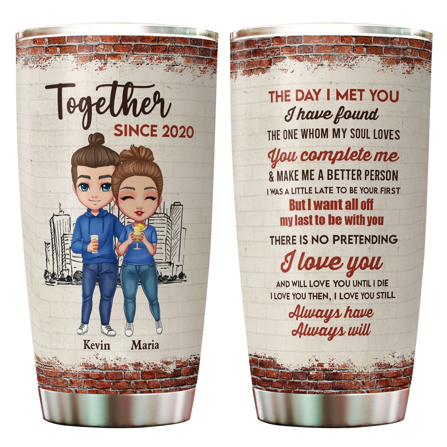 Der Tag, an dem ich dich traf - Geschenk für Paare, Geschenk für ihn, Geschenk für sie - personalisierter individueller Becher