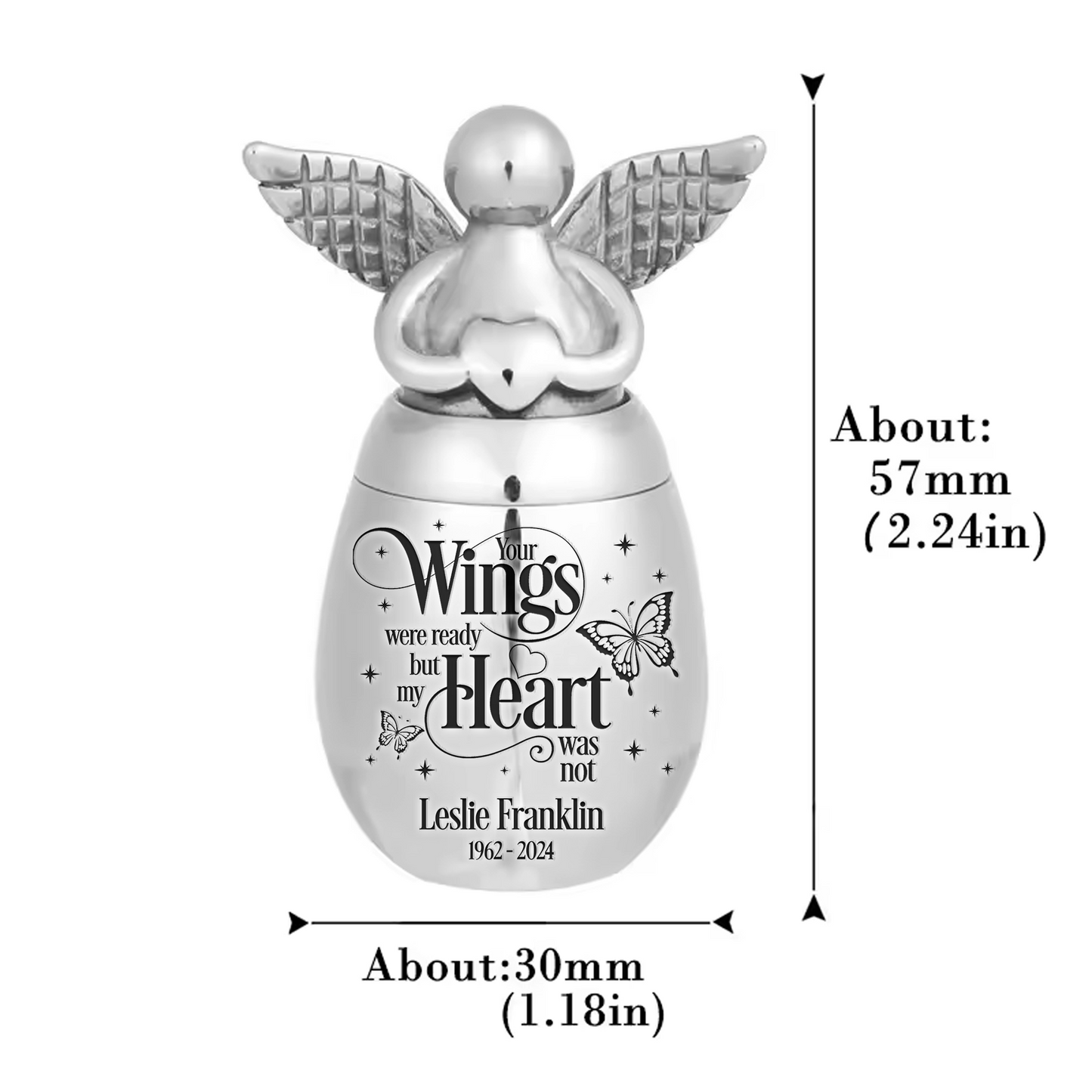 Mini Angel Keepsake Urn for Ashes - Your Wings Were Ready But My Heart Was Not - Memorial Gift