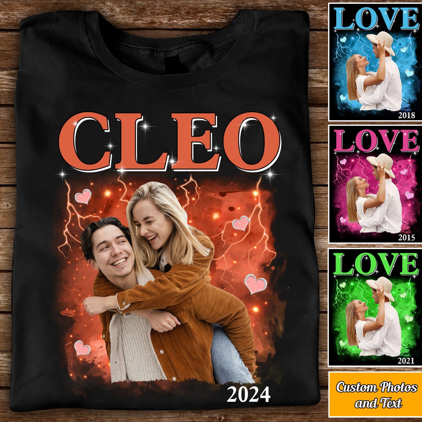 Custom Photo With Heart Vintage Valentine Gifts Ideas - Personalized Custom Unisex T-Shirt