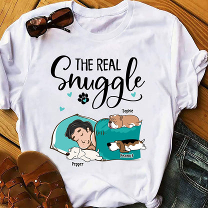 Personalisiert The Real Snuggle Offizielles SchlafShirt für Hundeliebhaber - Individuelles Unisex T-Shirt